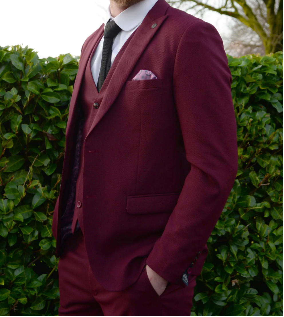 Max Wine Three Piece Suit