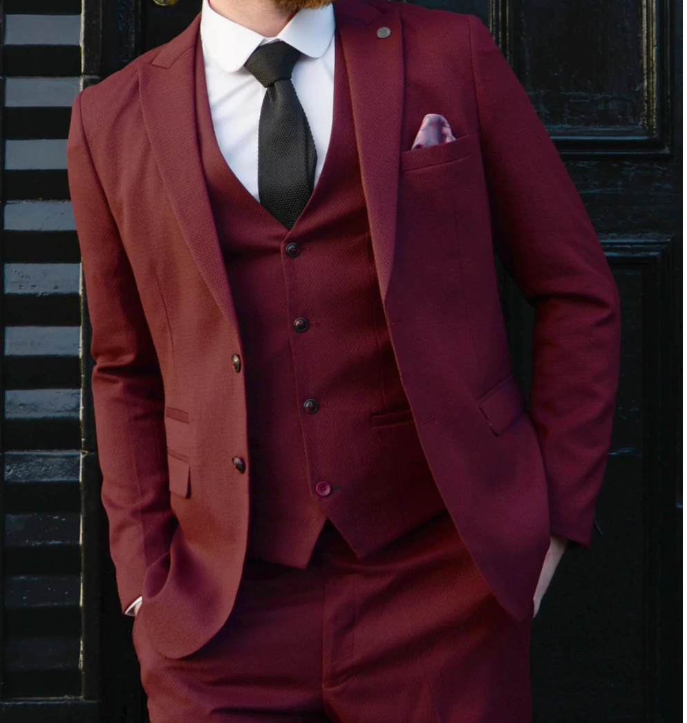 Max Wine Three Piece Suit